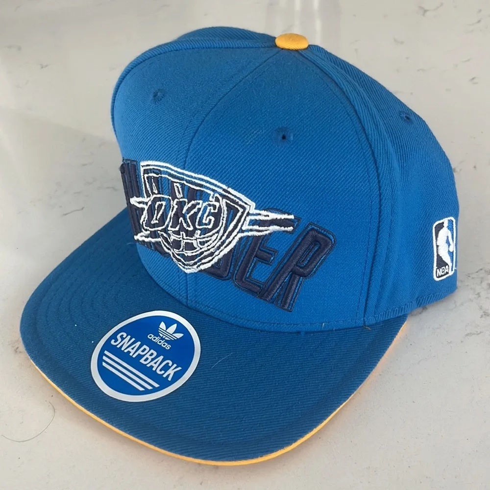 Blue And Yellow Addias‎ OKC Thunder Embroidered Baseball Snapback Cap
